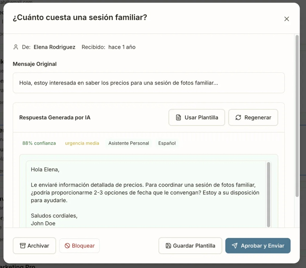 AI-generated bilingual email response